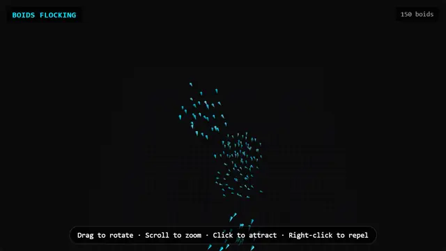 The live demo from Flocking with Boids.