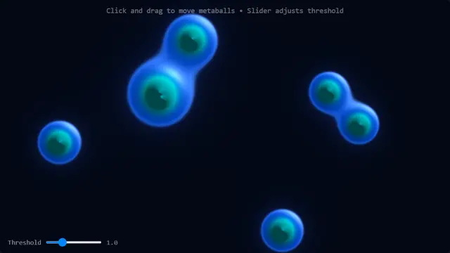 The live demo from Metaballs & Implicit Surfaces.