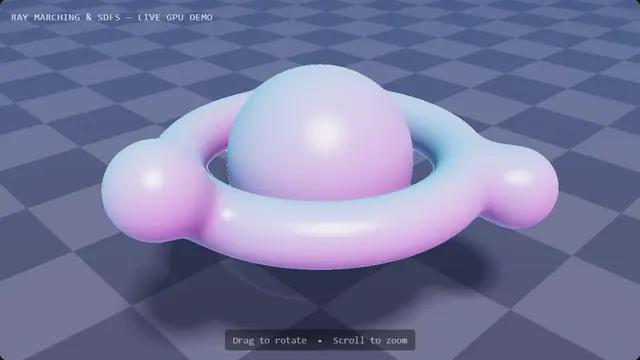 The live demo from Ray Marching & Signed Distance Fields.